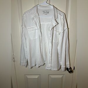 Vintage Havana Off White Textured Cotton Shacket Jacket Size M Boho